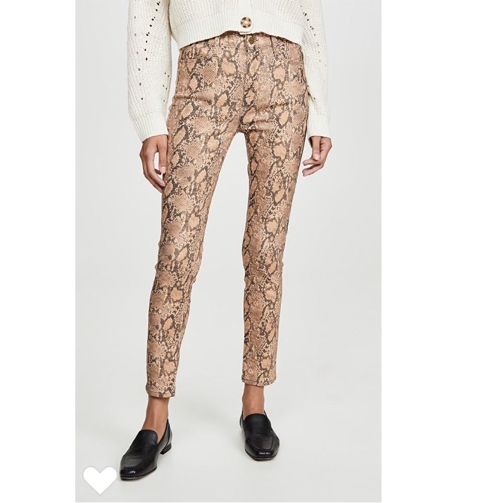 NWT FRAME Le High Crop Coated Python High Rise Skinny Jeans Pants Size 24